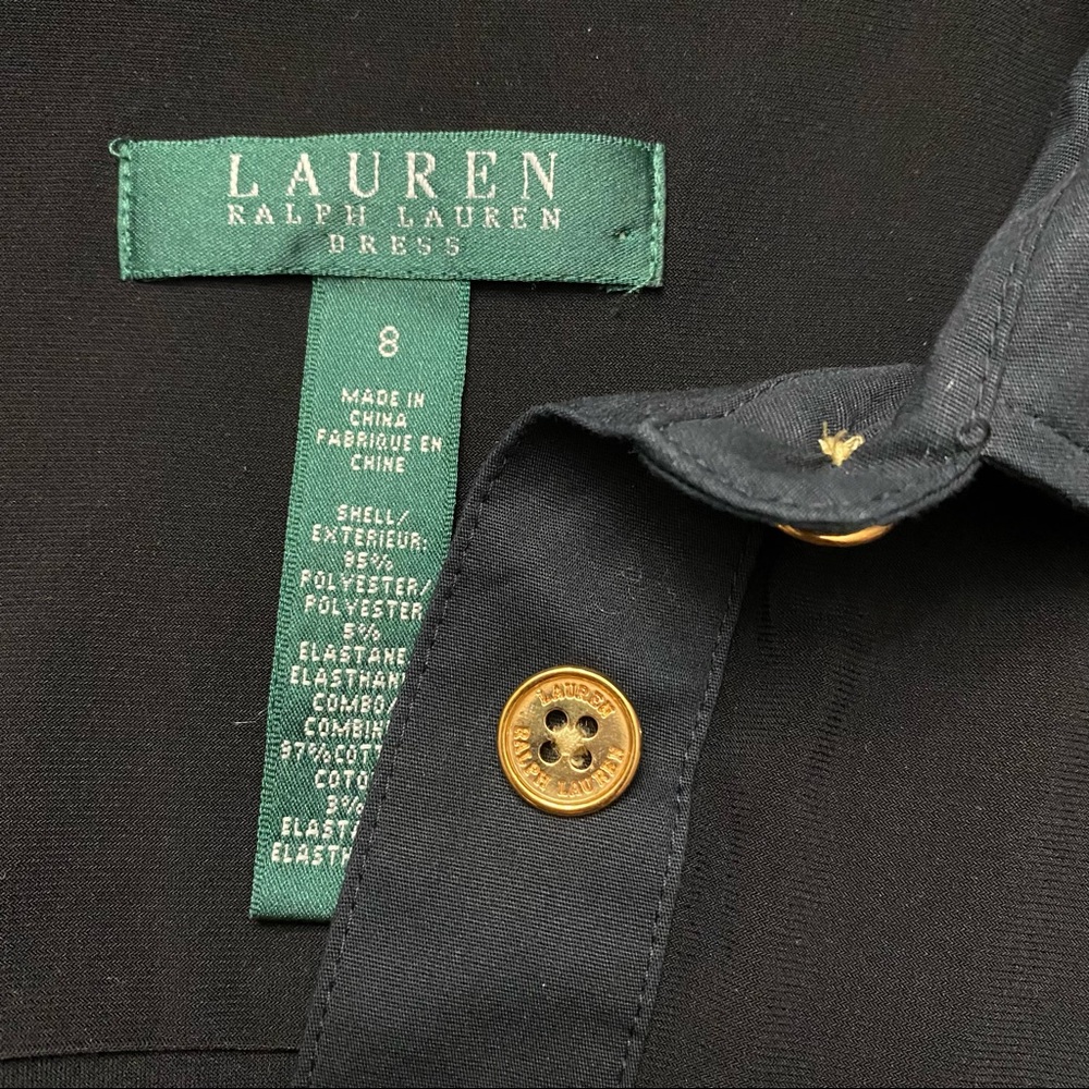 Lauren Ralph Lauren Black 3/4 sleeve button front Dress size 8 - Picture 10 of 13